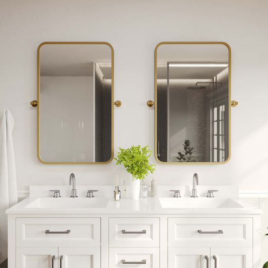 Finlay Metal Pivot Wall Mirror - Large Accent Vanity Mirror for Bathroom
