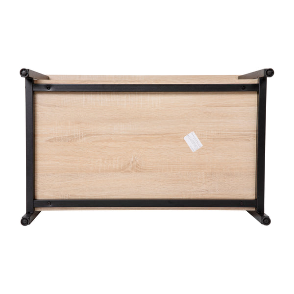 Contemporary Engineered Wood & Metal Coffee Table with Lower Shelf in Driftwood