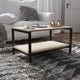 Contemporary Engineered Wood & Metal Coffee Table with Lower Shelf in Driftwood