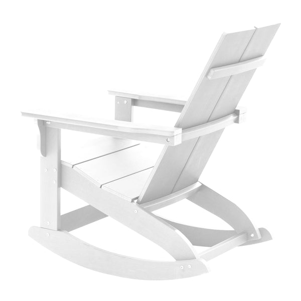 White |#| Indoor/Outdoor modern 2-Slat Adirondack Poly Resin Rockers in White - Set of 2