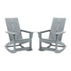 Gray |#| Indoor/Outdoor modern 2-Slat Adirondack Poly Resin Rockers in Gray - Set of 2