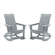 Gray |#| Indoor/Outdoor modern 2-Slat Adirondack Poly Resin Rockers in Gray - Set of 2