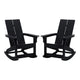 Black |#| Indoor/Outdoor modern 2-Slat Adirondack Poly Resin Rockers in Black - Set of 2