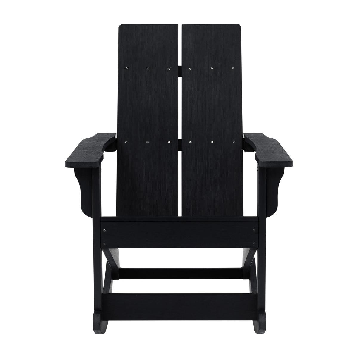 Black |#| Indoor/Outdoor modern 2-Slat Adirondack Poly Resin Rockers in Black - Set of 2