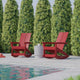 Red |#| Indoor/Outdoor modern 2-Slat Adirondack Poly Resin Rockers in Red - Set of 2