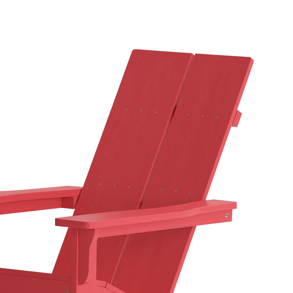 Red |#| Indoor/Outdoor modern 2-Slat Adirondack Poly Resin Rockers in Red - Set of 2