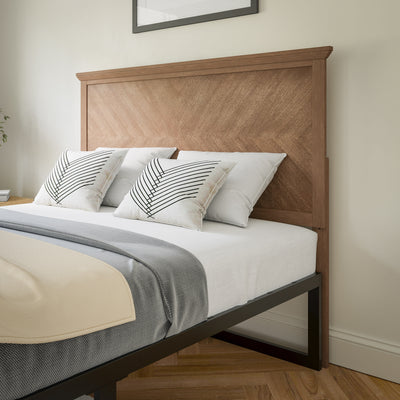 Fiona Herring Bone Wooden Adjustable Headboard for Universal Metal Bed Frames