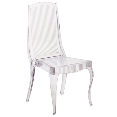Flash Elegance Ghost Stacking Chair with Full Back Vertical Line Design