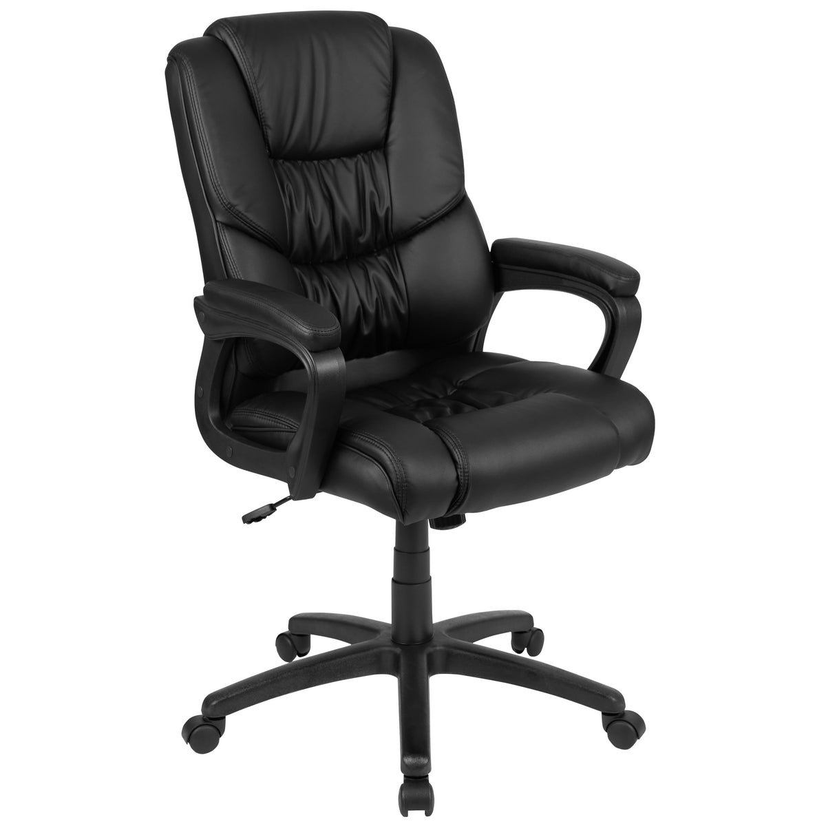 Black |#| Big & Tall 400 lb. Rated Black LeatherSoft Office Chair - Executive Office Chair