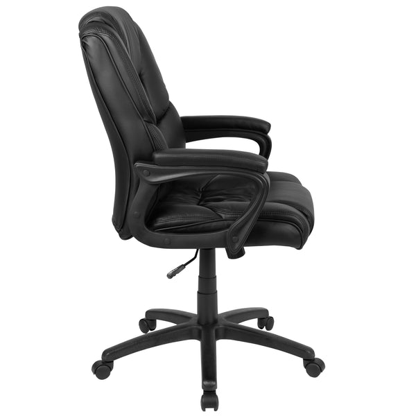 Black |#| Big & Tall 400 lb. Rated Black LeatherSoft Office Chair - Executive Office Chair