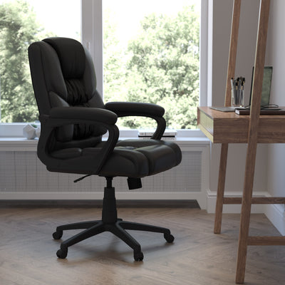 Flash Fundamentals Big & Tall 400 lb. Rated LeatherSoft Swivel Office Chair with Padded Arms - View 2