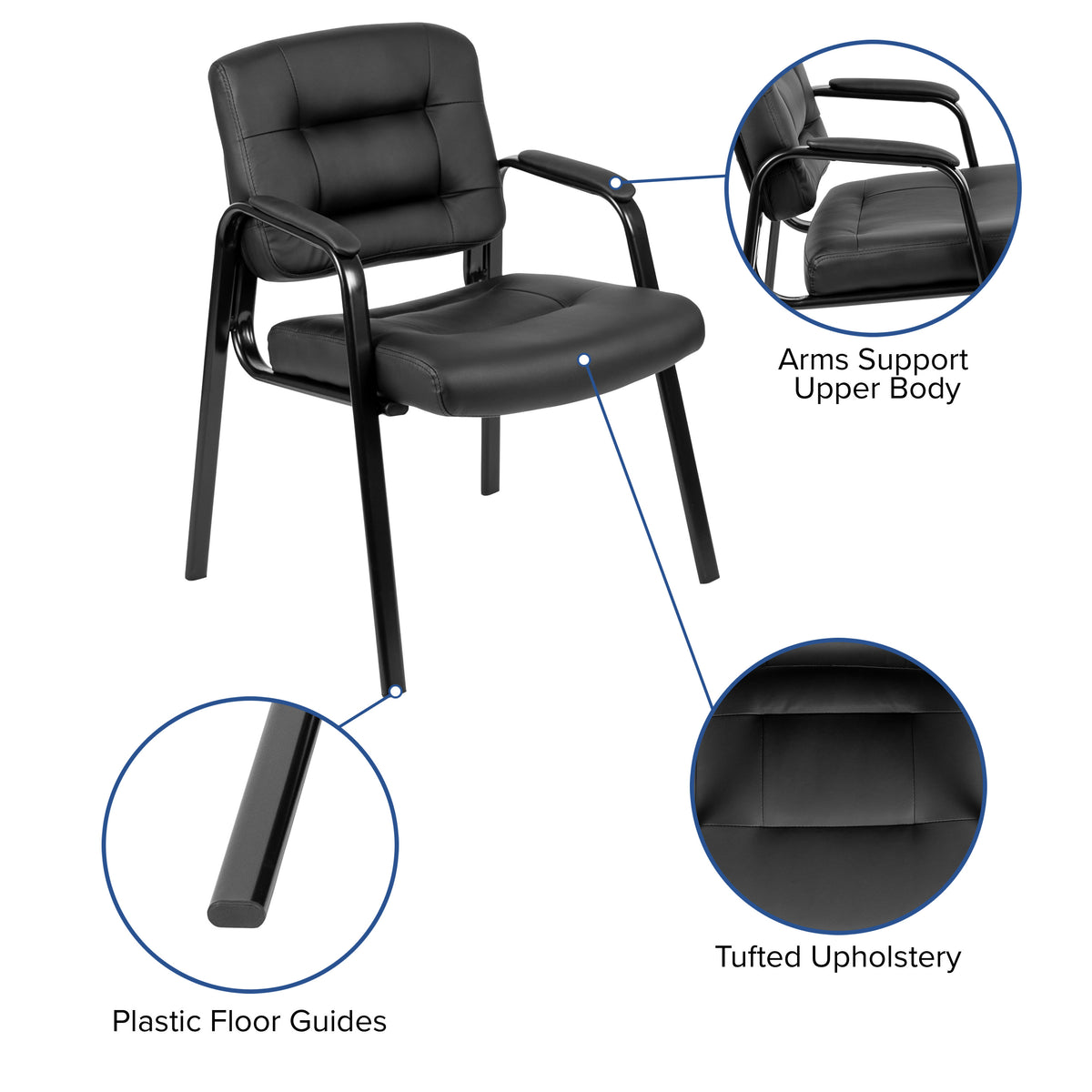 Flash Fundamentals Black LeatherSoft Executive Reception Chair - Guest Chair