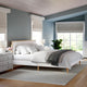 King |#| Wooden King Size Platform Bed with Upholstered Inset Headboard-Light Beech/Snow