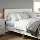 King |#| Wooden King Size Platform Bed with Upholstered Inset Headboard-Light Beech/Snow