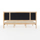 King |#| Wooden King Size Platform Bed with Upholstered Inset Headboard-Light Beech/Snow