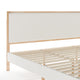 King |#| Wooden King Size Platform Bed with Upholstered Inset Headboard-Light Beech/Snow