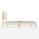 King |#| Wooden King Size Platform Bed with Upholstered Inset Headboard-Light Beech/Snow