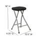 Foldable Stool with Black Plastic Seat and Titanium Gray Frame - Portable Stool