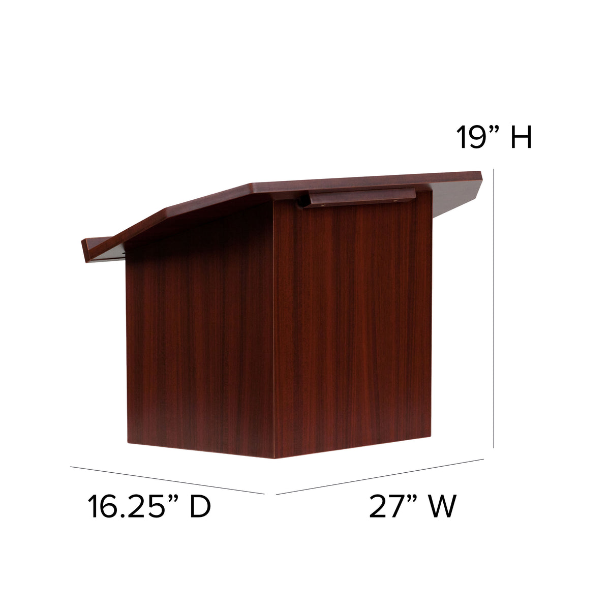Foldable Tabletop Lectern in Mahogany - Slanted Top with Ledge