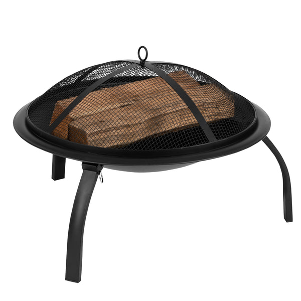 22.5inch Foldable Outdoor Wood Burning Portable Firepit-Mesh Spark screen and Poker