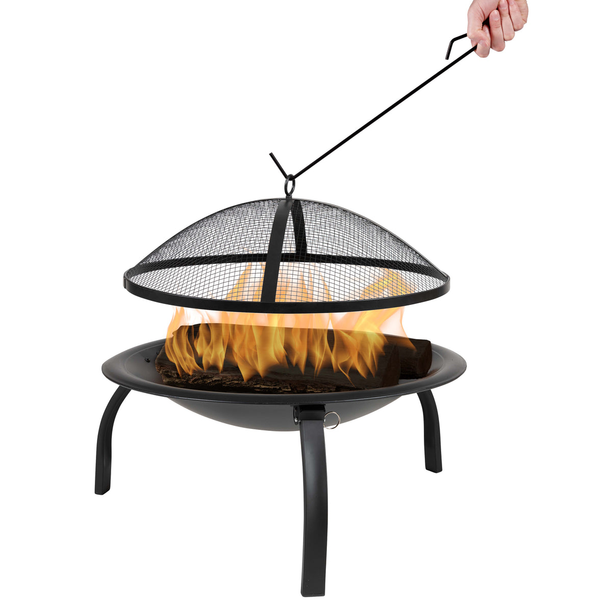 22.5inch Foldable Outdoor Wood Burning Portable Firepit-Mesh Spark screen and Poker