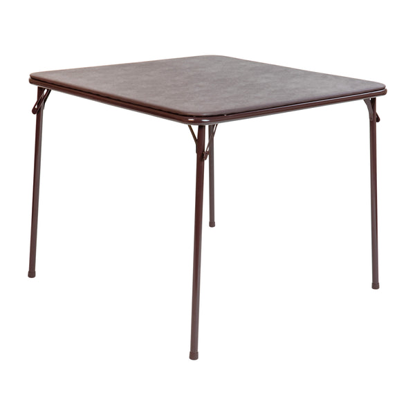 Brown |#| Brown Foldable Card Table with Vinyl Table Top - Game Table - Portable Table