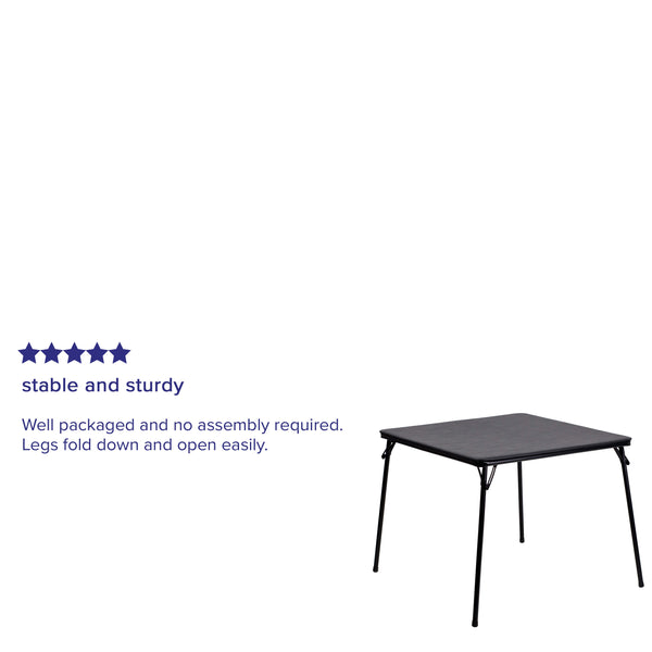 Black |#| Black Foldable Card Table with Vinyl Table Top - Game Table - Portable Table