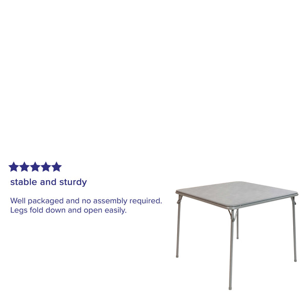 Gray |#| Gray Foldable Card Table with Vinyl Table Top - Game Table - Portable Table