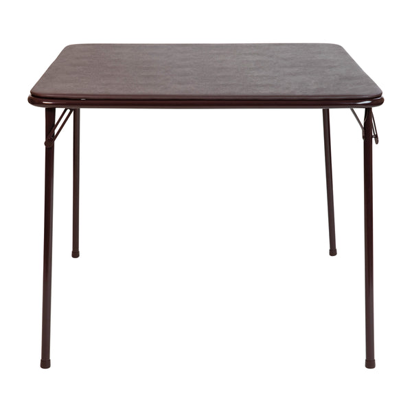 Brown |#| Brown Foldable Card Table with Vinyl Table Top - Game Table - Portable Table