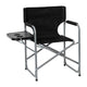 Black |#| Foldable Steel Tube Framed Directors Camping Chair-Cupholder Side Table - Black