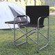 Black |#| Foldable Steel Tube Framed Directors Camping Chair-Cupholder Side Table - Black