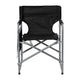 Black |#| Foldable Steel Tube Framed Directors Camping Chair-Cupholder Side Table - Black