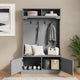 Gray |#| 40" Wide 4 Hook Hallway Tree with Storage Bench and Upper Cubbies in Gray