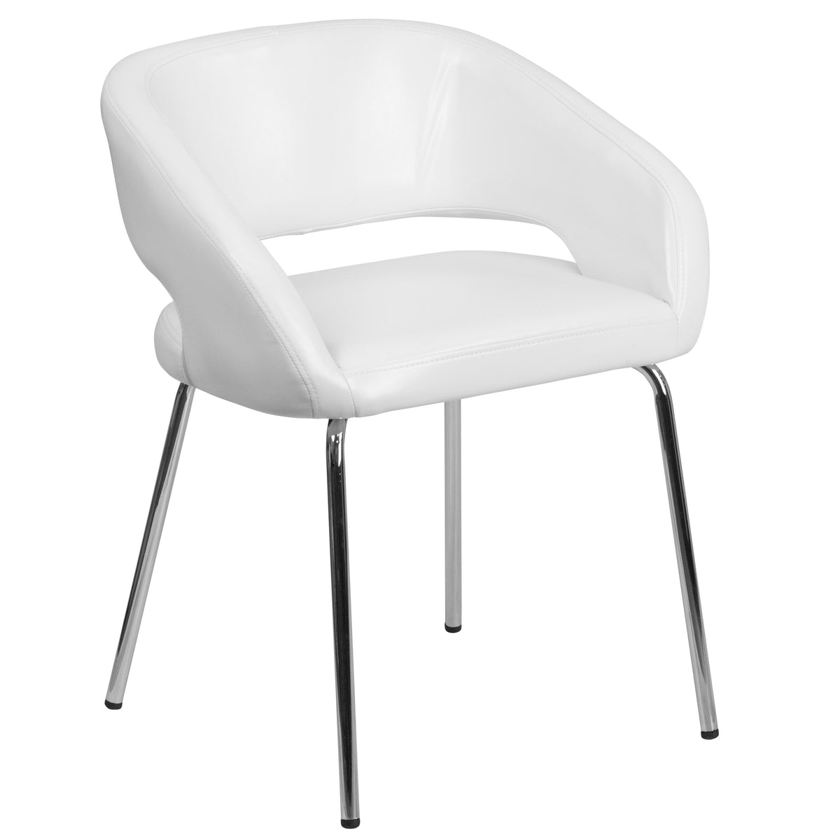 White |#| Contemporary White LeatherSoft Side Reception Chair w/Chrome Legs - Guest Chair