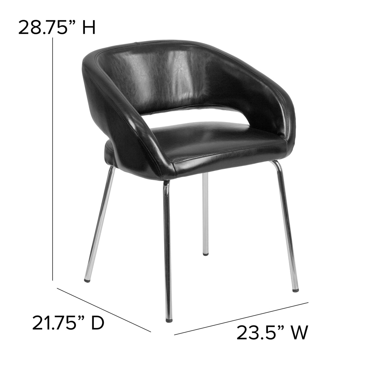 Black |#| Contemporary Black LeatherSoft Side Reception Chair w/Chrome Legs - Guest Chair