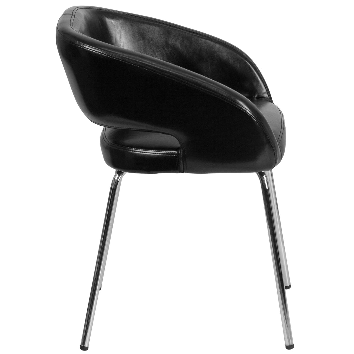 Black |#| Contemporary Black LeatherSoft Side Reception Chair w/Chrome Legs - Guest Chair