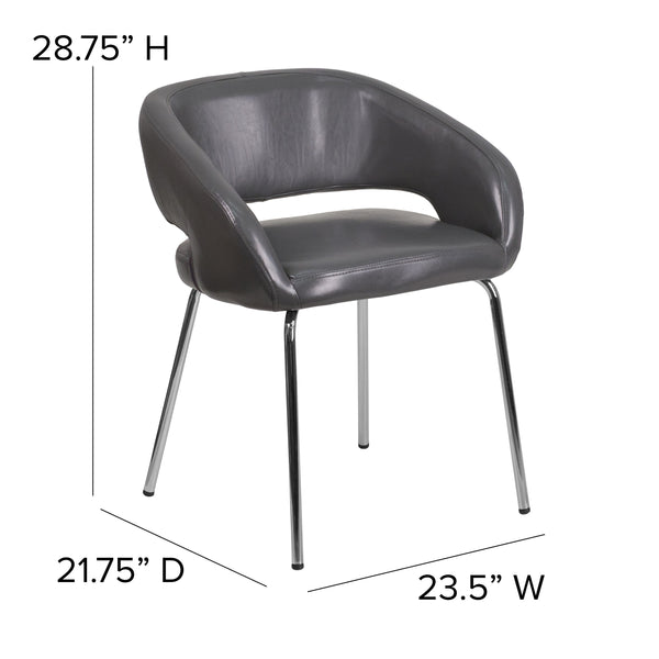 Gray |#| Contemporary Gray LeatherSoft Side Reception Chair w/Chrome Legs - Guest Chair