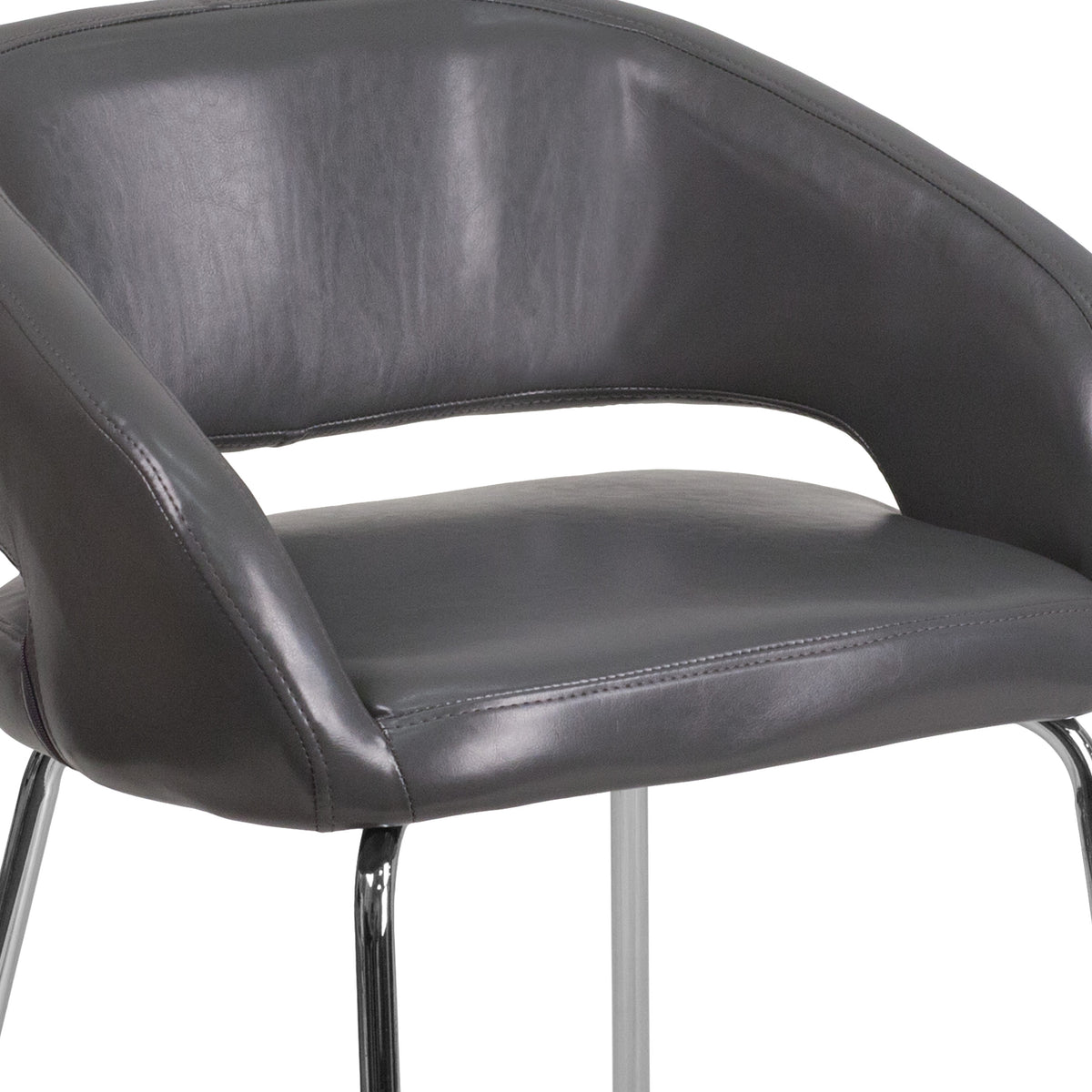 Gray |#| Contemporary Gray LeatherSoft Side Reception Chair w/Chrome Legs - Guest Chair