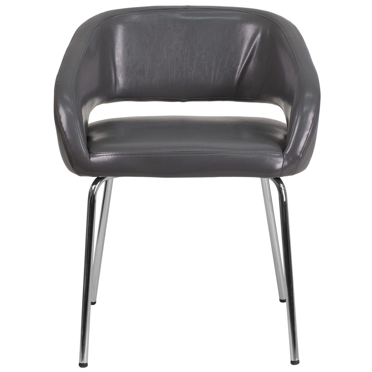 Gray |#| Contemporary Gray LeatherSoft Side Reception Chair w/Chrome Legs - Guest Chair