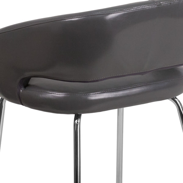 Gray |#| Contemporary Gray LeatherSoft Side Reception Chair w/Chrome Legs - Guest Chair