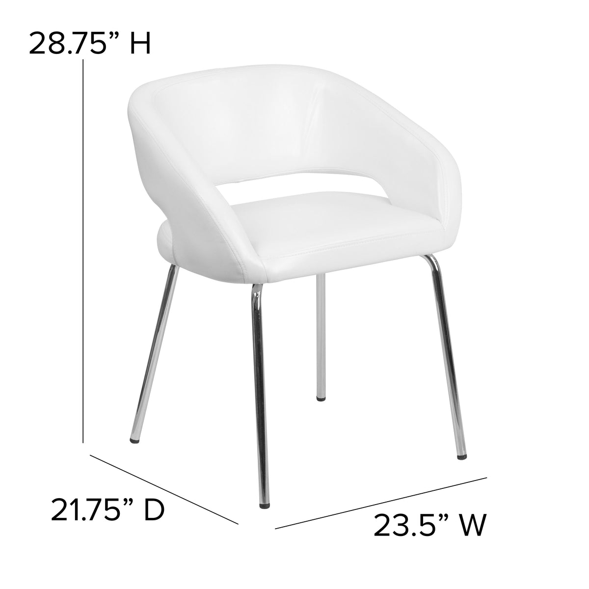 White |#| Contemporary White LeatherSoft Side Reception Chair w/Chrome Legs - Guest Chair