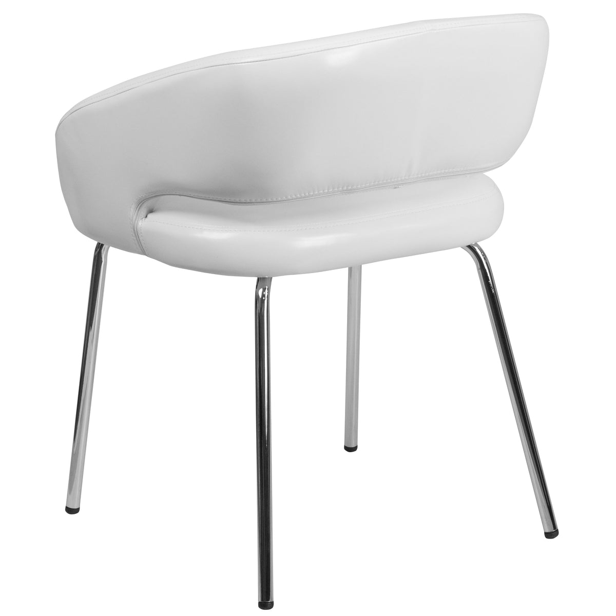 White |#| Contemporary White LeatherSoft Side Reception Chair w/Chrome Legs - Guest Chair