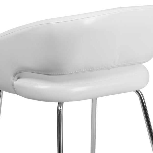White |#| Contemporary White LeatherSoft Side Reception Chair w/Chrome Legs - Guest Chair