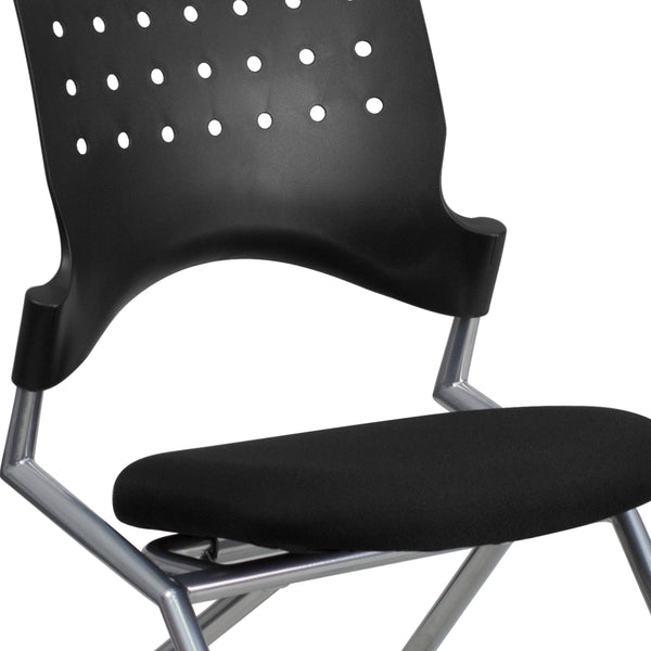 Black Fabric |#| Galaxy Mobile Nesting Chair with Curved Back and Black Fabric Seat