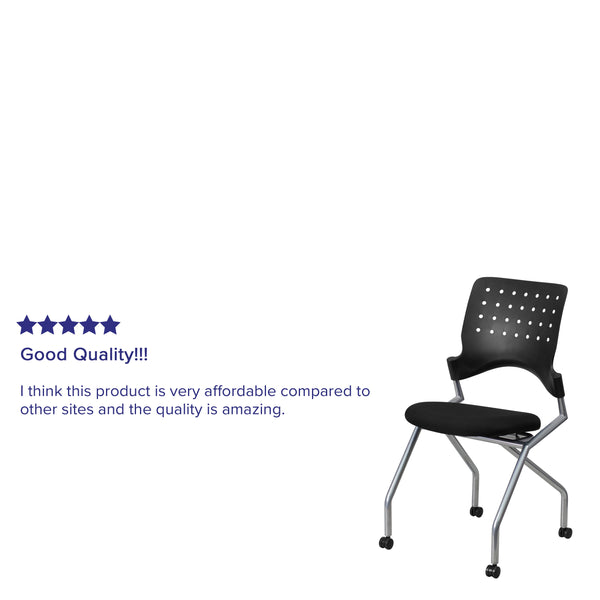 Black Fabric |#| Galaxy Mobile Nesting Chair with Curved Back and Black Fabric Seat