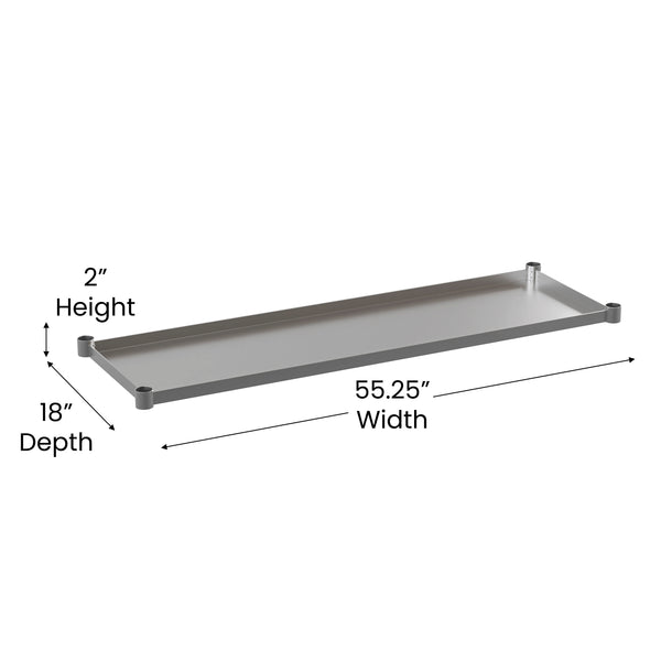 53.25"W x 16.125"D |#| Galvanized Steel Adjustable Add-On Work Table Restaurant Shelf for 24 x 60 Table