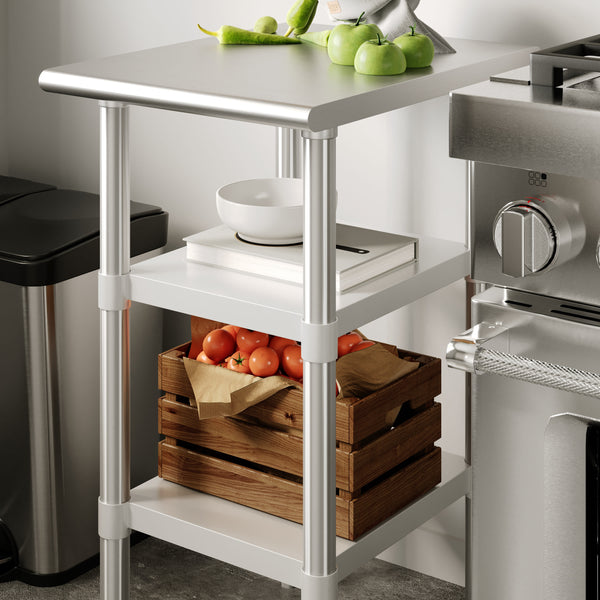 24"W x 18"D |#| Galvanized Steel Adjustable Add-On Work Table Lower Restaurant Shelf