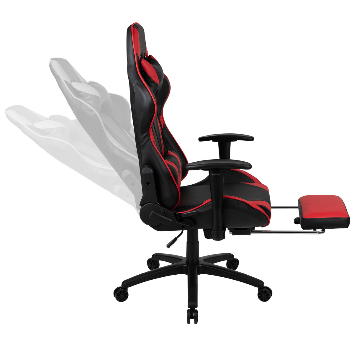Red |#| Black/Red Gaming Desk Set - Cup/Headset Holder/Reclining & Footrest