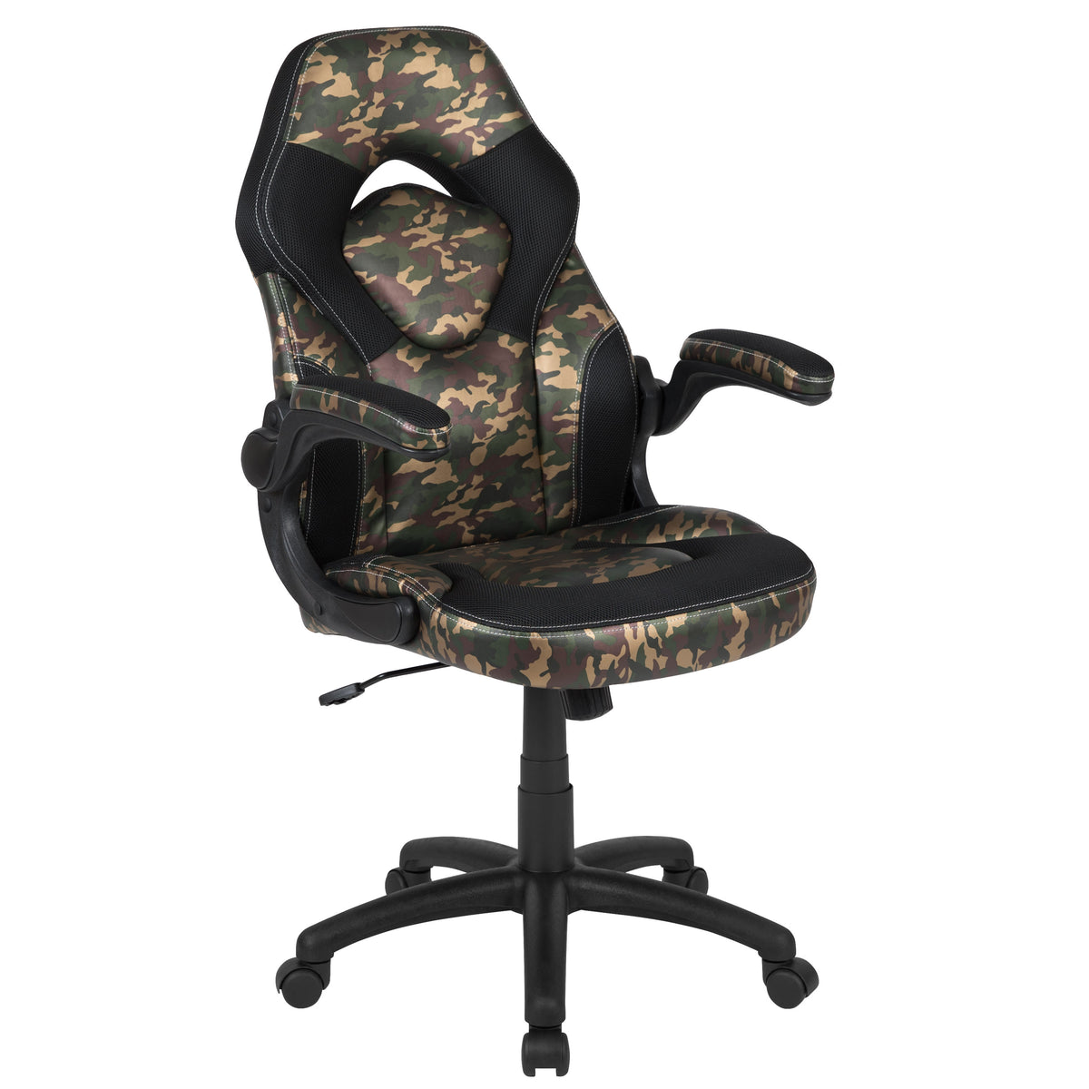 Camouflage |#| Black/Camo Gaming Desk Bundle - Cup/Headphone Holders, Wire Management