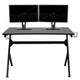 Gray |#| Black/Gray Gaming Desk Bundle - Cup/Headphone Holders, Wire Management